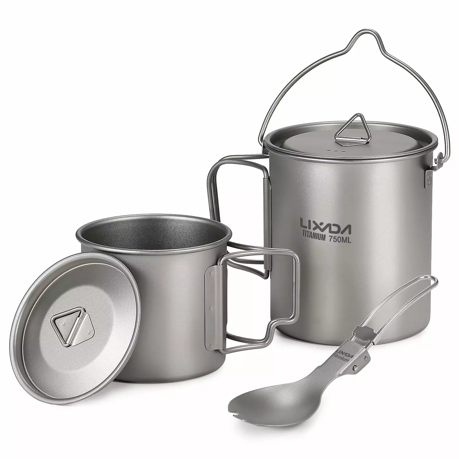 Lixada Titanium cup kit.Lid Collapsible Handle With Lid Collapsible Set 750ml Pot 750ml Pot 350ml Cup With Lid 350ml Water Cup Pieces Set 750ml Collapsible Handle Spork Water Cup With Pot 350ml Water