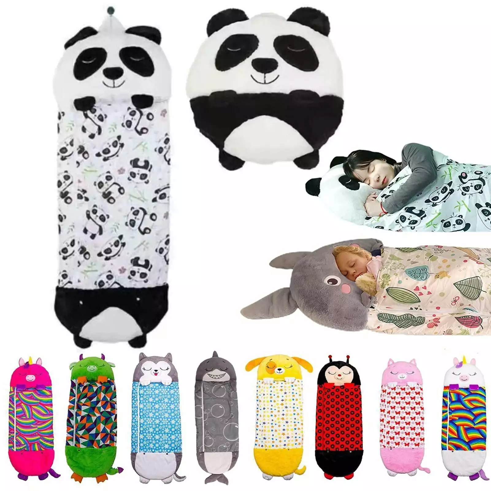 Sleeping Bags for Girls and Boys. 2 In 1 Foldable Camping Sleeping Bag. Portable Character Sleeping Bags with Pillow. Soft and Comfortable. All Season 70.8In